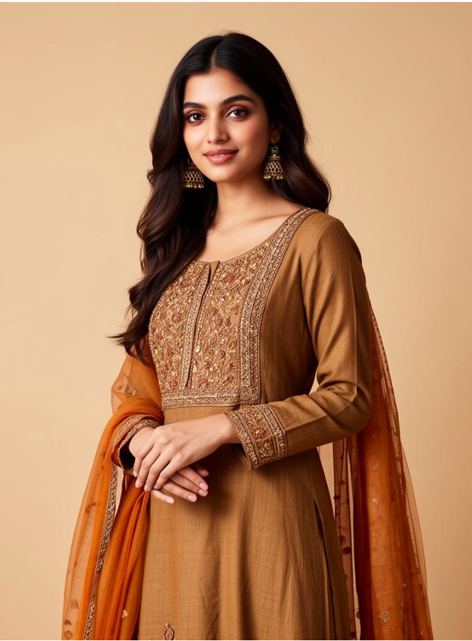 Premium Indian ethnic wear — kurta set with dupatta