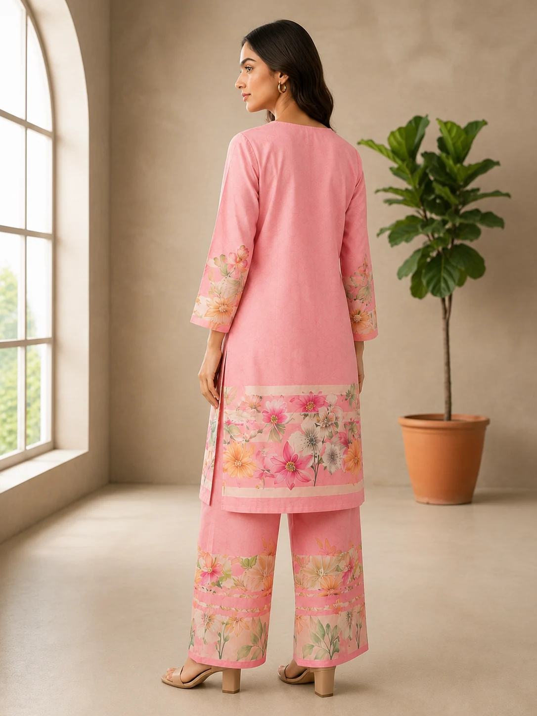 Sequin-Detailed Muslin Silk Suit — back
