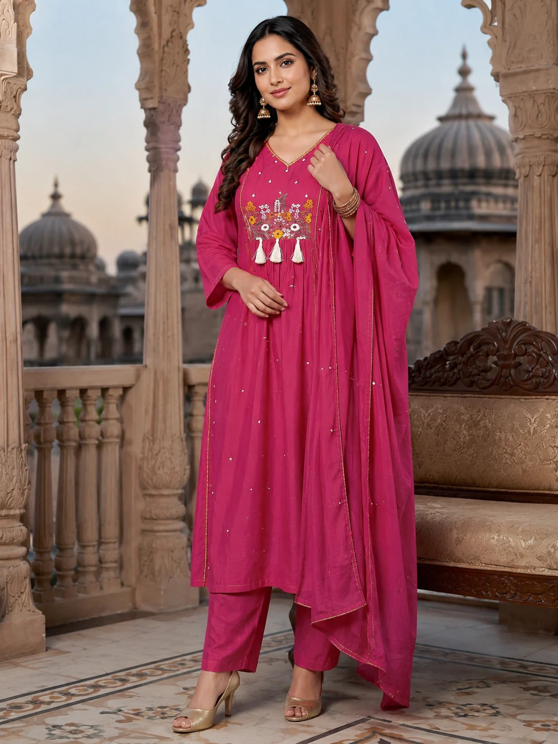 Luxurious Tasseled Roman Silk Set — other
